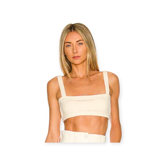 Sleeveless Neutral Cream Ribbed Boxy Knit Tank by WeWoreWhat L - Picture 10 of 10